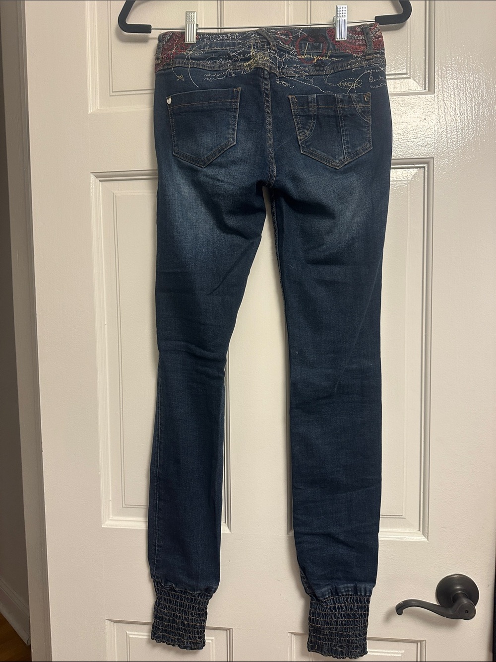 Desigual Dark Blue Skinny Jeans with Embroidered Waist 24